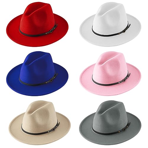 Hercicy 6 Pcs Fedora Hats for Women Men - color: Bright Colors
