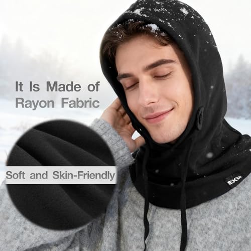 Balaclava Ski Mask, 4-in-1 Warm Adjustable Neck Gaiter for Men Women - color: Black
