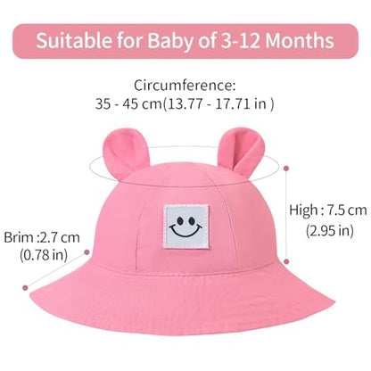 Baby Bucket hat Cute Infant Bear Sun Hat Summer Girls Boys Cap - color: Yellow