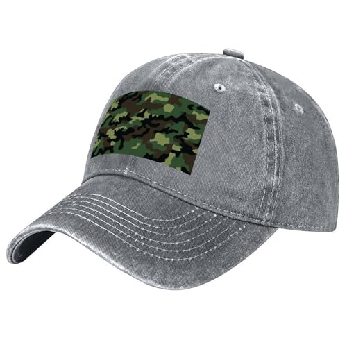 Vintage Baseball Cap Cotton Adjustable Dad Hats Washed Cowboy Hat Green Military Camo Trucker Hat for Men Women - color: Carbon Gray-style
