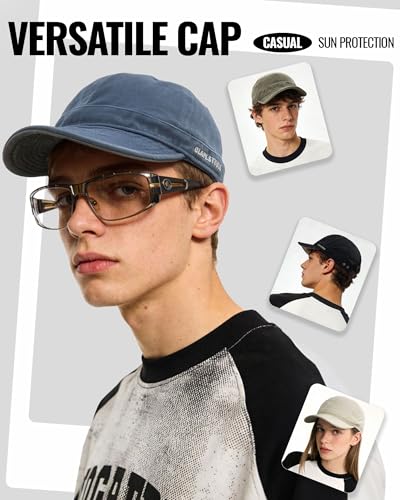CLAPE Short Brim Baseball Cap for Men, Cotton Adjustable Travel Hat - color: Clsb06-washed Green