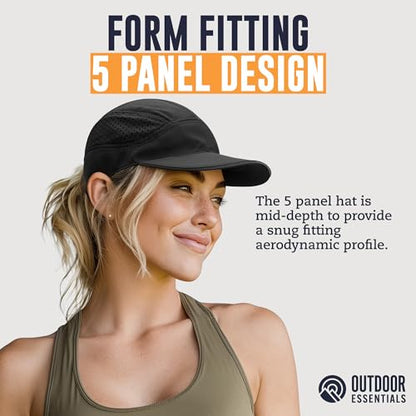 OutdoorEssentials Running Hat - Breathable Running Hats for Women & Men - Jogging Exercise Hiking Cap - Trail Baseball Tennis - color: Black