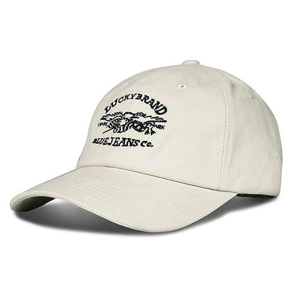 Lucky Brand Classic Cotton Adjustable | Dad Hat | Baseball Cap | Golf | Fishing | Low Profile | 5 Panel Design - color: Blue Jeans Co - Cream