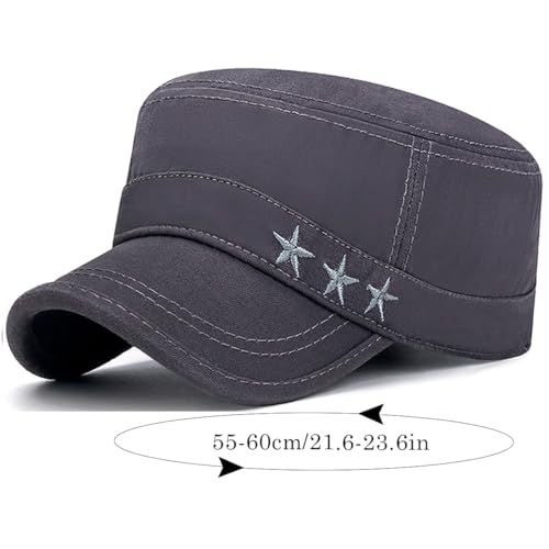 Cadet Hat Flat Top Hats Army Military Caps for Men Women - color: Gray 7