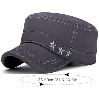 Cadet Hat Flat Top Hats Army Military Caps for Men Women - color: Gray 7