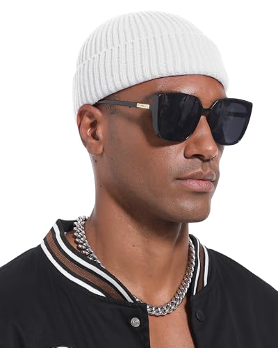 Short Fisherman Beanie for Men Women Wool Knit Cuff Winter Hats - color: 1pcs-white