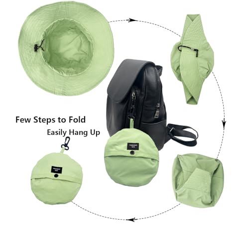 woogwin Waterproof Bucket Rain Hat with Chin Strap Quick Dry Packable Boonie Sun Hat Safari Hat UV Protection - color: Apple Green
