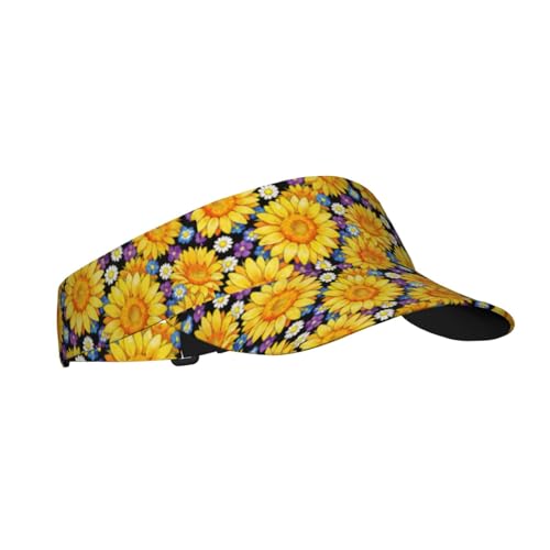 Adjustable Sun Visor Hats, Lightweight Open-Top Sports Visors - color: Sunflower