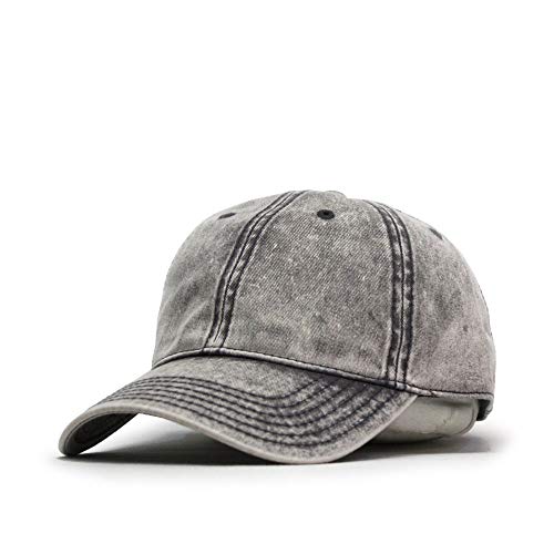 Heavy Washed Coated Canvas Wax-Look Adjustable Low Profile Men Women Baseball Cap - color: Snow Washed Charcoal Gray