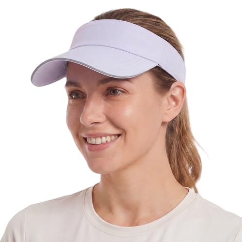 Home Prefer UPF50+ Sports Sun Visor Men Women Lightweight Packable Cooling Visor Hat for Running Tennis Golf - color: Lilac