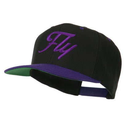 e4Hats.com Fly Embroidered Flat Bill Cap - color: Black Purple