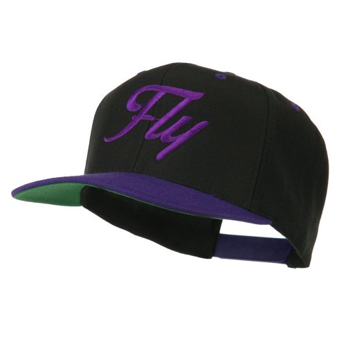 e4Hats.com Fly Embroidered Flat Bill Cap - color: Black Purple