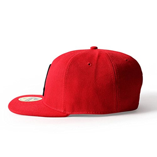 N10 Classic Punk Hip-Hop Baseball Cap,Flat-Brimmed Hat,100% Cotton Adjustable Snapback Hat for Men Or Women - color: Red