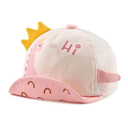 JANGANNSA Baby Duck Cap Infant Kids Sun Hat Bear Cute Cartoon Caps Spring Summer - color: Pink Dinosaur Mesh, size: 3-18 Months