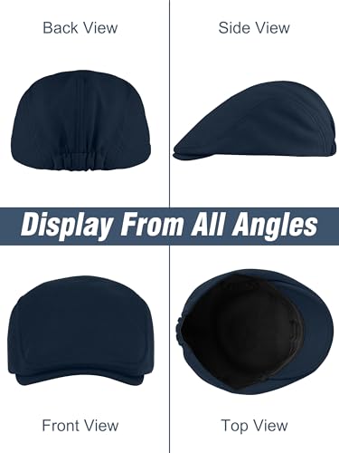 6 Pieces Men's Newsboy Caps Gatsby Cabbie Driving Hunting Cap Newsboy Flat Cap Irish Hats Ivy Hat - color: Dark Gray, Light Gray, Black, Navy, Khaki, Green