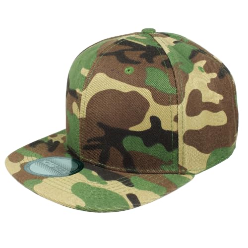 Gelante Snapback Hats for Men - Flat Bill Brim Baseball Cap Hat - Plain Blank Adjustable - color: Camo