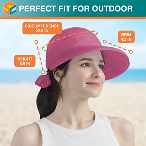 SUN CUBE Womens Sun Hat UV Protection Wide Brim Zip-Off Golf Visor - color: Rose