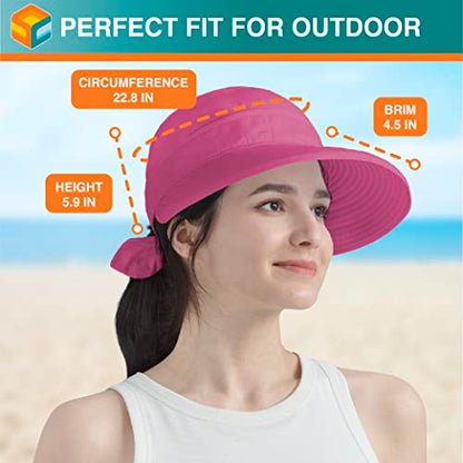 SUN CUBE Womens Sun Hat UV Protection Wide Brim Zip-Off Golf Visor - color: Rose