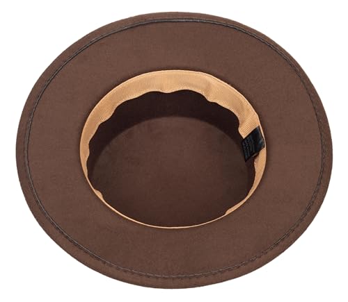 Pork Pie Hat for Men/Women, Wide Brim Felt Boater Fedora Church Derby Cap - color: Coffee