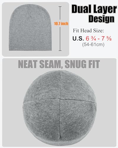 ROYBENS Thin 100% Cotton Beanie for Men Women Lightweight Slouchy Chemo Hat - color: 1pcs- Light Gray