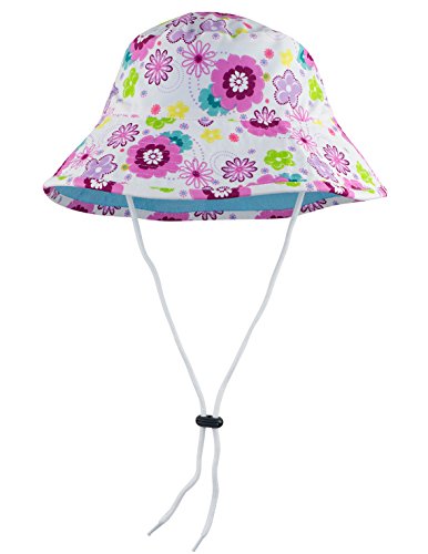 Girls Reversible Bucket Hat, UPF 50+ Sun Protection Sun Hat - color: Mallowberry, size: Medium