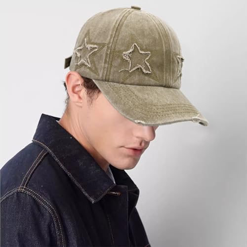 Vintage Washed Distressed Baseball Cap for Women Men Adjustable Sports Hat - color: Khaki