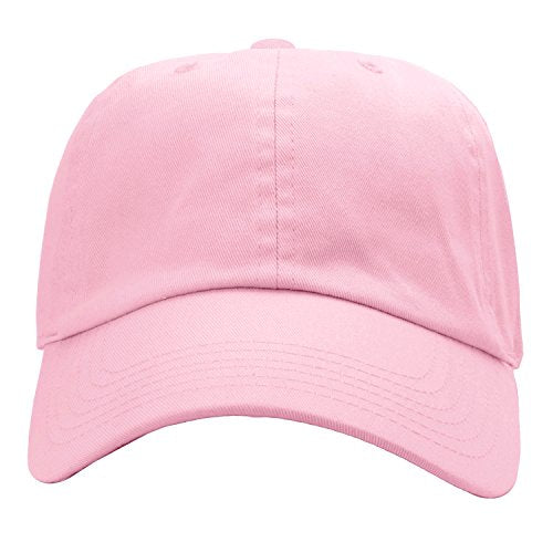 Falari Classic Baseball Cap Dad Hat 100% Cotton Soft Adjustable Size - color: Light Pink