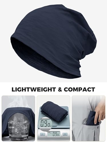 ROYBENS Lightweight 100% Cotton Slouchy Summer Beanie Men Women, Chemo Cap - color: 1pc Navy Blue, size: Medium