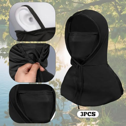 3 Packs Sun Protection Cooling Neck Cap Neck Gaiter with Cap Face Neck Flap for Garden Fishing Hiking