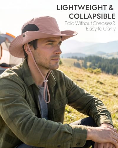 Sun Hats for Men Women UV Sun Protection Waterproof Wide Brim Bucket Hat - color: Dusty Purple