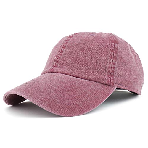 Trendy Apparel Shop Low Profile Unstructured Pigment Dyed Cotton Twill Baseball Cap - color: Burgundy