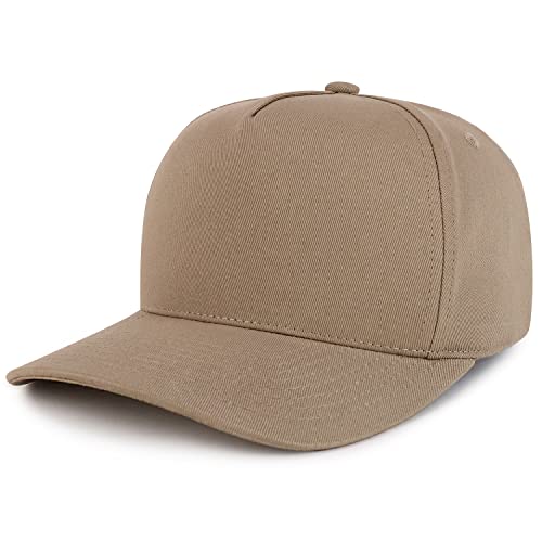 Trendy Apparel Shop Premium High Crown Cotton 5 Panel Pro Style Cap - color: Khaki