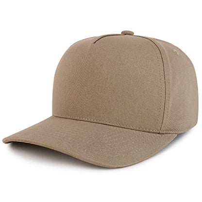Trendy Apparel Shop Premium High Crown Cotton 5 Panel Pro Style Cap - color: Khaki