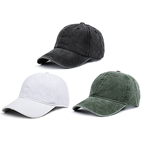 HH HOFNEN Baseball Cap Washed Cotton Unstructured Vintage Hat for Men Women - color: #2 Black+white+army Green