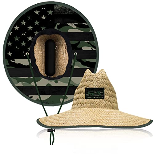 Soul of Adventure Classic Summer Hat | UPF 50+ Wide Brim Sun Protection | Unisex Adjustable Beach Hat with Drawstring - color: Patriot Military Camo