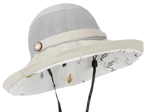 Women's-Mesh-Sun-Hats Beach Bucket Caps Outdoor-UV-Protection Foldable-Hat - color: Gray