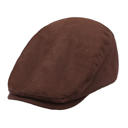 ZLYC Men Summer Flat Cap Scally Ivy Gatsby Newsboy Beret Driver Hat - color: Solid Coffee