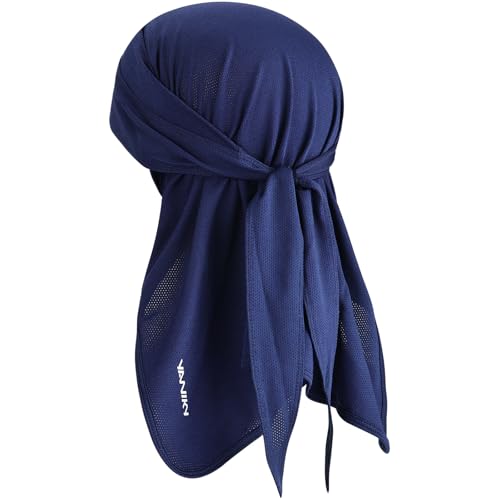 YANIKY Bandanas Skull Caps for Men, Do Rag Women Breathable Helmet Liner - color: Blue