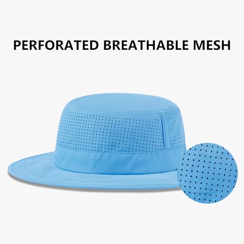UPF 50+ Bucket Sun Hat with Laser Perforated Mesh Cooling Adjustable Breathable Lightweight for Outdoor Men Women - color: Light Blue
