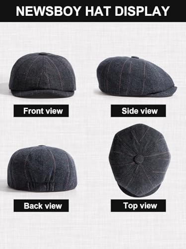 Senker Fashion 2 Pieces Newsboy Cap for Men - color: Black Brown