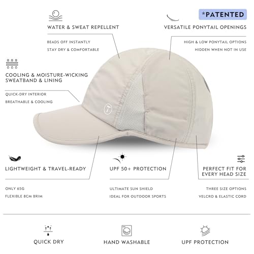 TOP-EX UPF 50+ Cooling High Ponytail Baseball Cap for Women - color: Cloud Grey, size: One Size