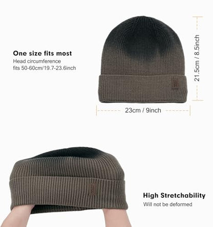 Wmcaps Winter Beanie for Men Women, Soft Warm Fleece Lined Knit Hat - color: Khaki Tie Dye