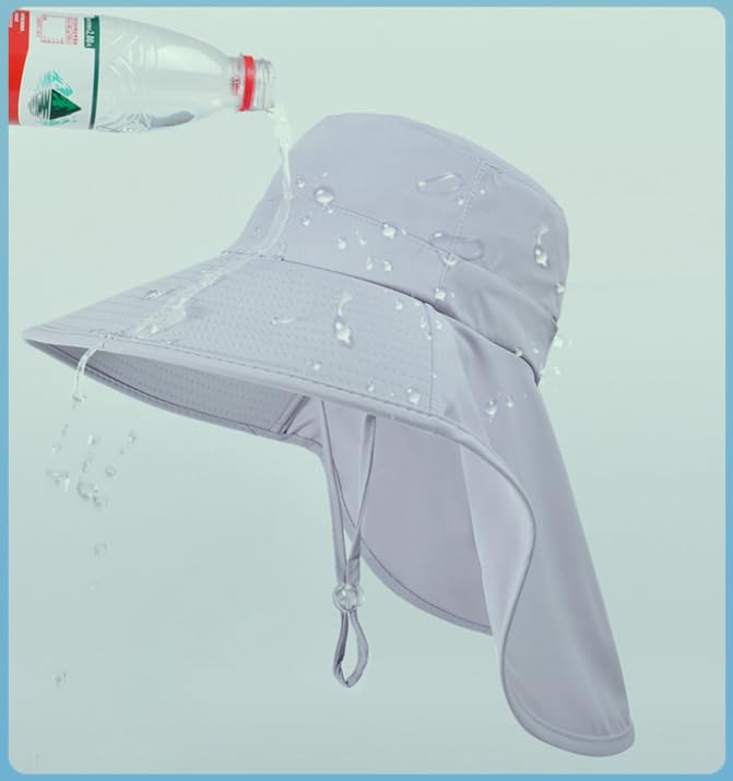 Sun-Hats Women Fishing-Hat Outdoor Summer Wide-Brim UV Protection Hiking - color: Champers Grey