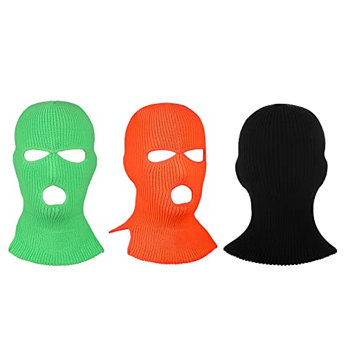 3 Hole Balaclava Ski Mask Cover Winter Knitted - color: Green, Orange, Black