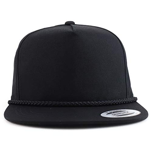 Trendy Apparel Shop Classic 5 Panel Golf Cap Flatbill Snapback Hat - color: Black, size: One Size