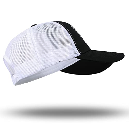 American Flag Trucker Hat - Snapback Hat, Baseball Cap for Men Women - Breathable Mesh Side, Adjustable Fit - for Casual Wear - color: Black/White