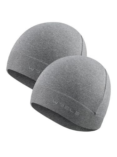 WRELS Winter hat Running Skull Cap Breathable Helmet Liner Cycling Beanie Sweat Wicking Hockey Head Caps for Men Women - color: Grey*2