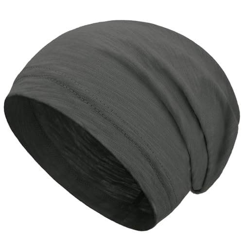 100% Cotton Summer Beanie for Men Women, Thin Soft Slouchy Beanies - color: 1pcs-dark Gray, size: Large