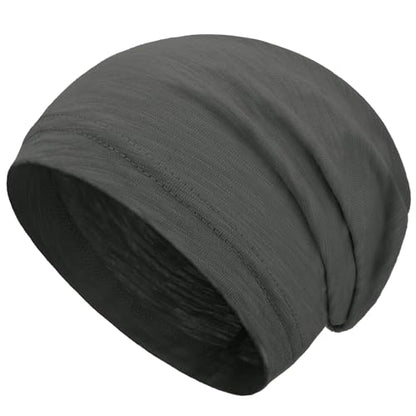 100% Cotton Summer Beanie for Men Women, Thin Soft Slouchy Beanies - color: 1pcs-dark Gray, size: Large