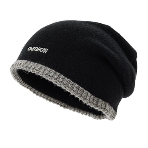 Slouchy Knit Beanies Winter Hats for Women Men Soft Warm Slouch Cuffed Skullcap Knitted Beanie Cap Stocking Hats - color: Mg-zzm25106-black